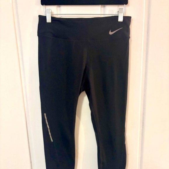 Nike Dry Fit Black Large Running Pants/tights with zipper cuff Athletic Workout - Picture 2 of 9